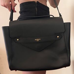 Leather black shoulder bag